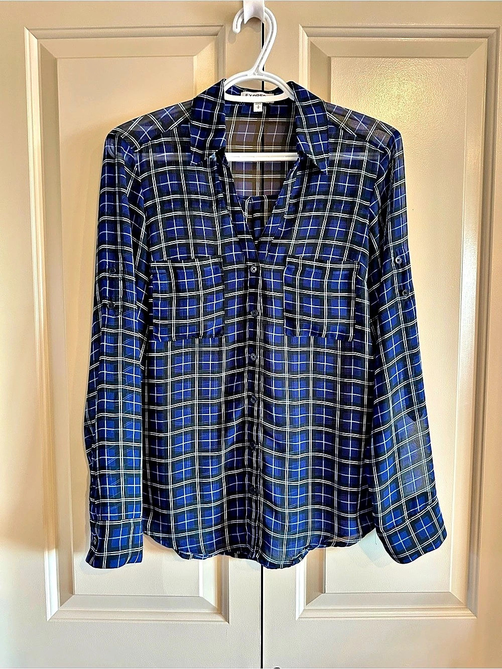 Express The Portofino Shirt Button Down Blue & Black S